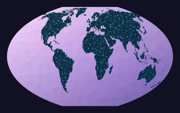 Abstract telecommunicatie wereldkaart McBrydethomas plat kwartiel pseudocylindrisch gelijk gebied — Stockvector