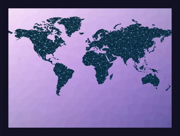 Mappa del mondo grafico Miller proiezione cilindrica Mappa della rete mondiale Globo cablato in proiezione Miller — Vettoriale Stock