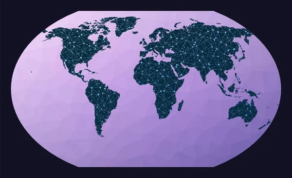 Wereld kaart verbinding Kavrayskiy Vii pseudocilindrische projectie Wereld netwerk kaart Bekabelde wereldbol in — Stockvector