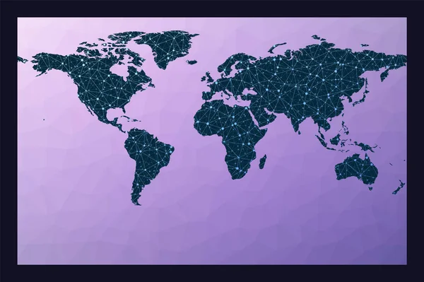 Globalt nätverkskoncept Cylindrisk stereografisk projektion Världskarta — Stock vektor