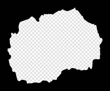 Stencil map of Macedonia. Simple and minimal transparent map of Macedonia. Black rectangle with cut shape of the country. Superb vector illustration.