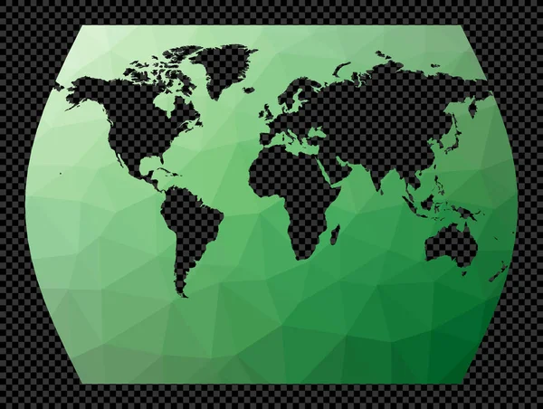 Lage Poly Wereldkaart Tijdsprojectie Polygonale Wereldkaart Transparante Achtergrond Sjabloon Vorm — Stockvector