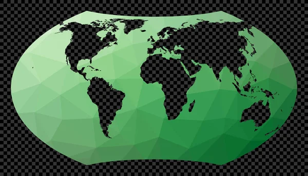 Geometric World Map Wagner Projection Polygonal Map World Transparent Background — ストックベクタ