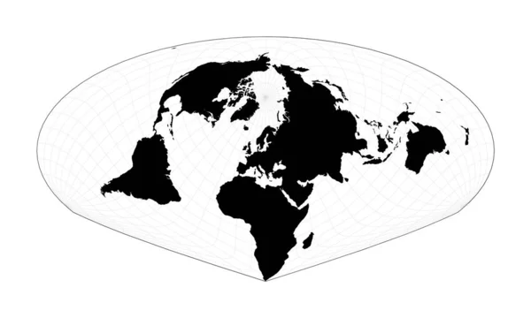 Mapa Světa Čárami Zeměpisné Šířky Projekce Sinu Mollweide Allena Philbricka — Stockový vektor