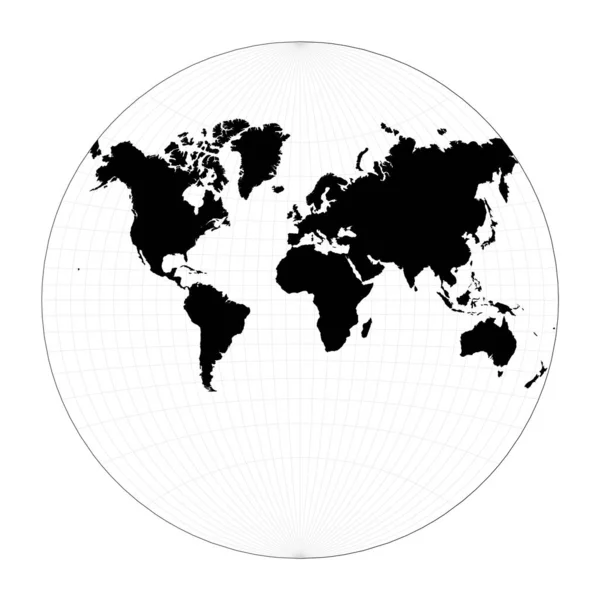 Mapa Mundo Vetorial Projecção Van Der Grinten Planeje Mapa Geográfico — Vetor de Stock