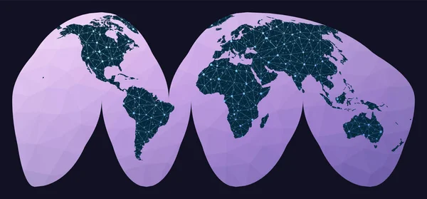 Global internet business concept Goodes onderbroken homolosine projectie Wereld netwerk kaart — Stockvector