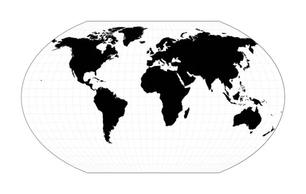 EPS10 Vector Mapa Mundial Kavrayskiy VII projecção pseudocilíndrica Plano mapa geográfico mundial — Vetor de Stock