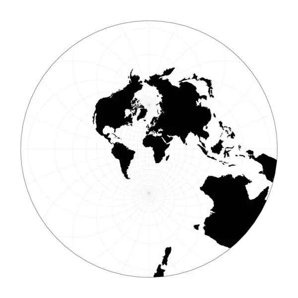 Weltgestalt Stereografischer Plan Weltgeografische Karte mit Klebstofflinien Vektor-Illustration — Stockvektor