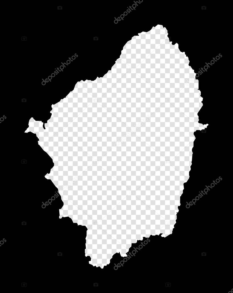 Stencil map of Naxos Simple and minimal transparent map of Naxos Black rectangle with cut shape of