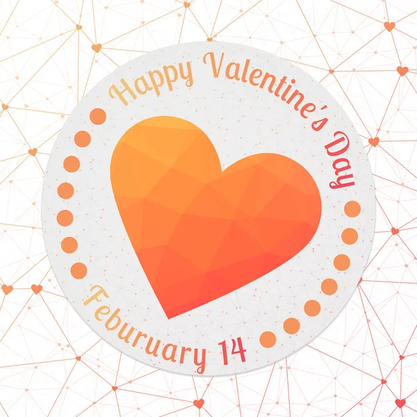 Low Poly Valentine Day Heart Geometric heart on yellow orange mesh network backgound yellow orange — Stock Vector