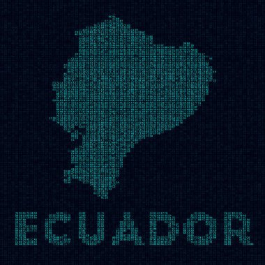 Ecuador tech map Country symbol in digital style Cyber map of Ecuador with country name Beautiful