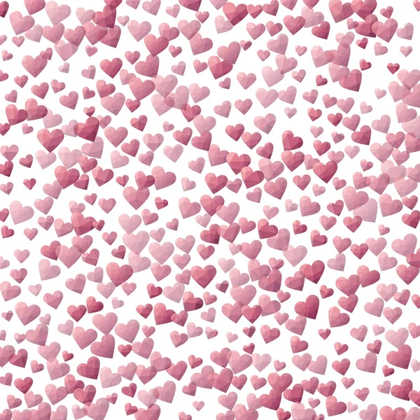Hearts Dark pink polygonal hearts in diamond style Low poly hearts background Artistic vector — Stock vektor