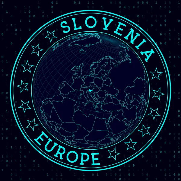 Slovenia round sign Futuristic satelite view of the world centered to Slovenia Country badge with