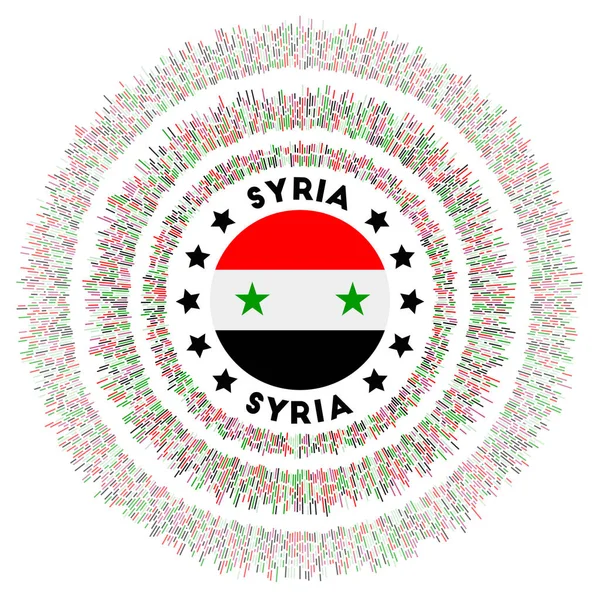Syrský symbol Zářící vlajka země s barevnými paprsky Zářící výbuch slunce s vlajkou Sýrie Úžasné — Stockový vektor