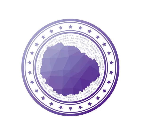 Vlakke lage poly stempel van La Gomera Polygonal La Gomera badge Trendy vector logo van het eiland — Stockvector