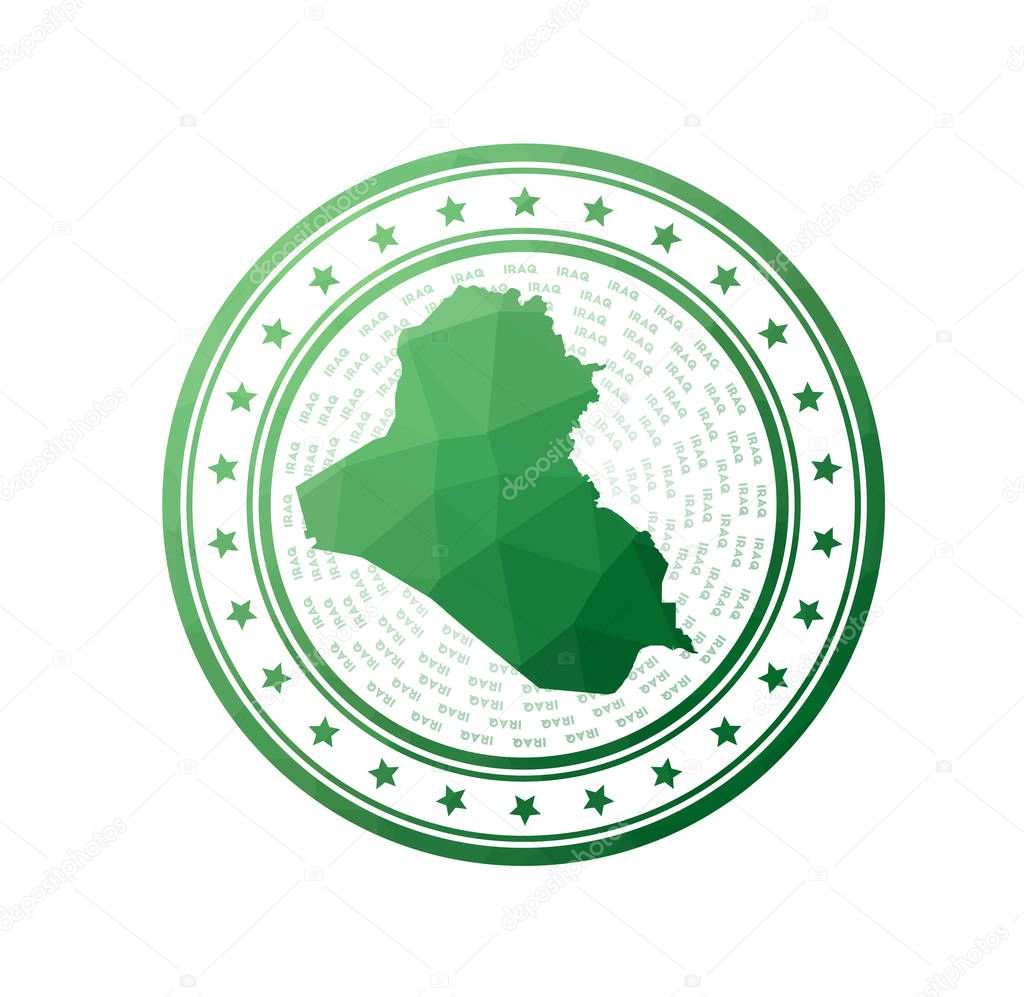 Flat low poly stamp of Republic of Iraq Polygonal Republic of Iraq badge Trendy vector logo of the