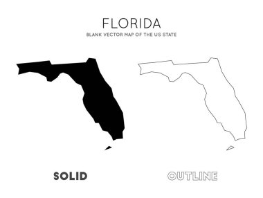 Florida haritası. US State 'in boş vektör haritası. Bilgi için Florida 'nın sınırları. Vektör illüstrasyonu.