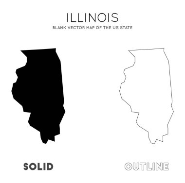 Illinois haritası. US State 'in boş vektör haritası. Illinois 'in sınırları, bilgi için. Vektör illüstrasyonu.