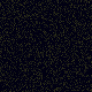 Teknoloji Düzeni. Sarı seyrek ikili, kusursuz desen. Güçlü bir geçmişi var. Tarz vektör illüstrasyonu.