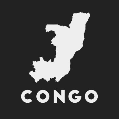 Kongo ikonu. Karanlık arka plandaki ülke haritası. Stylish Kongo haritası ve ülke adı. Vektör illüstrasyonu.