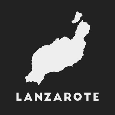 Lanzarote icon Island map on dark background Stylish Lanzarote map with island name Vector