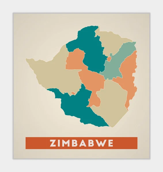 Zimbabwe Poster Map Country Colorful Regions Shape Zimbabwe Country Name — Stock Vector