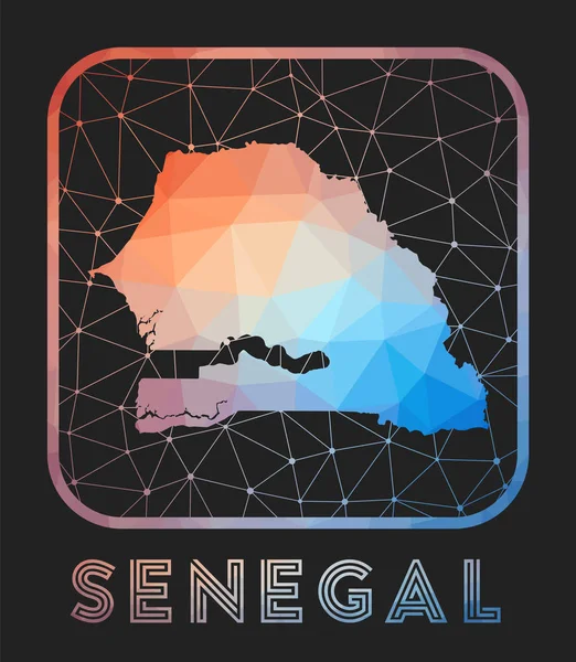 Дизайн Карти Сенегалу Вектор Низька Полікарбонатна Карта Країни Значок Сенегалу — стоковий вектор