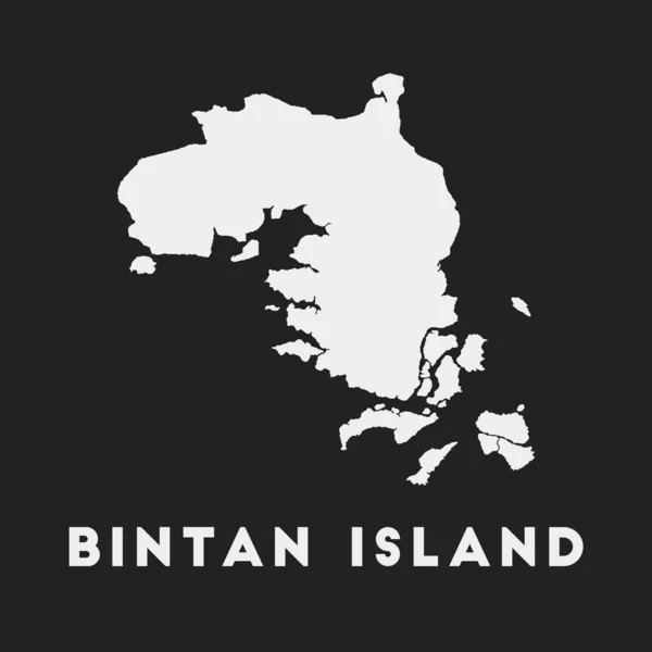 Isla de Bintan icono Mapa de la isla sobre fondo oscuro Elegante mapa de la isla de Bintan con el nombre de la isla — Vector de stock