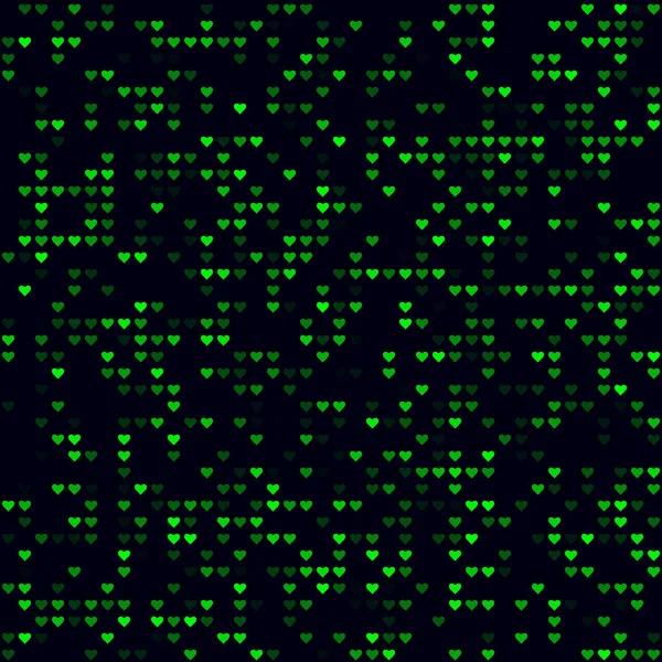 Wzór techniczny Skromny wzór serc Zielone kolorowe bezszwowe tło Urzekający wektor — Wektor stockowy