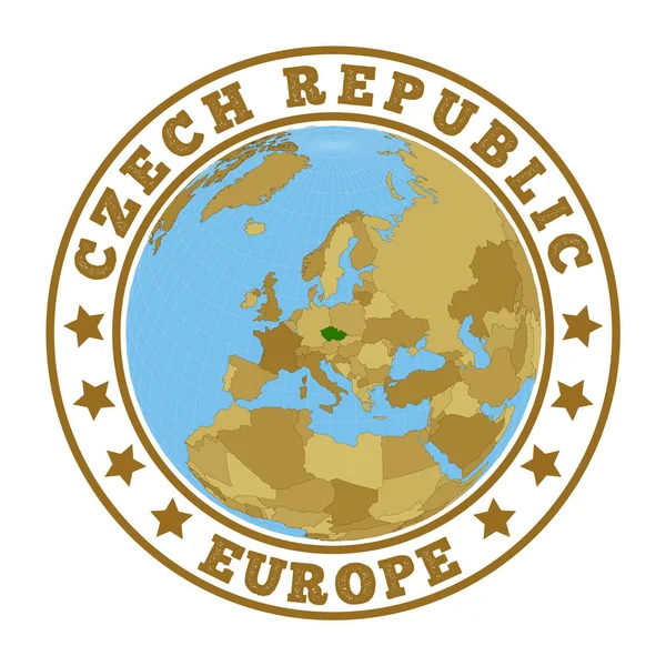 Czech Republic -チェコ共和国の地図を持つ国のラウンドバッジ — ストックベクタ