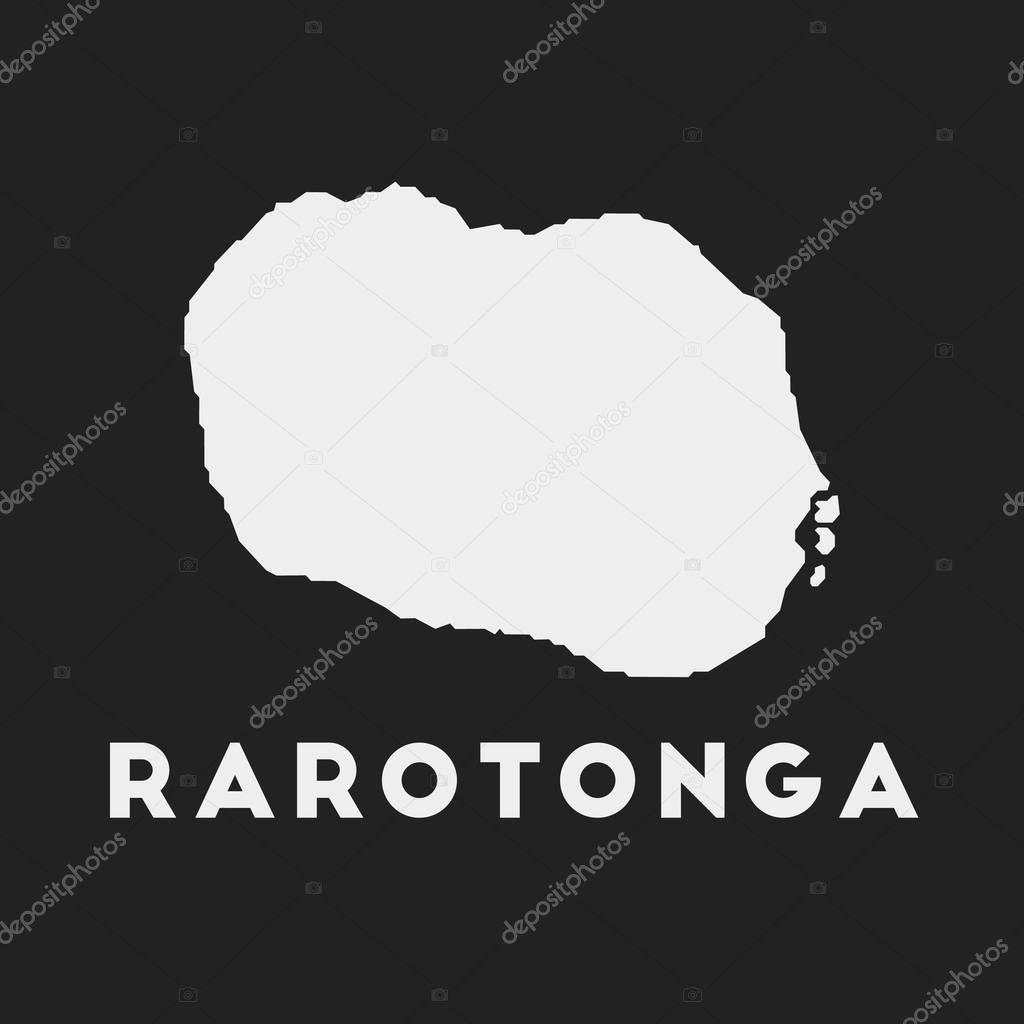 Rarotonga icon. Island map on dark background. Stylish Rarotonga map with island name. Vector illustration.