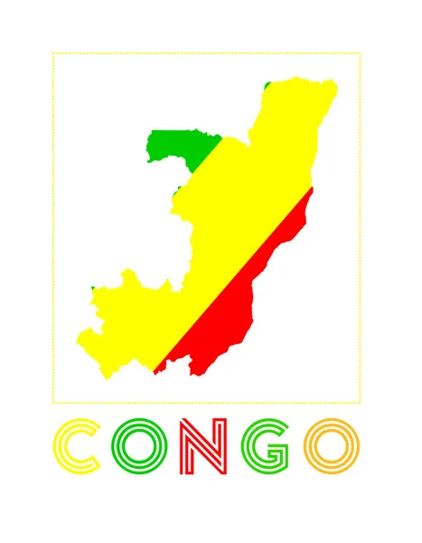 Congo Logo Mapa del Congo con el nombre del país y la bandera Ilustración vector creativo — Vector de stock