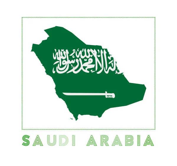 Arabia Saudita Logo Mapa de Arabia Saudita con nombre del país y bandera Appealing vector illustration — Archivo Imágenes Vectoriales