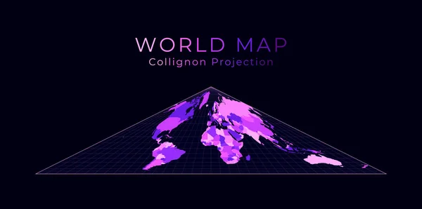 Mapa Del Mundo Proyección Pseudocilíndrica Área Igual Collignon Ilustración Digital Gráficos vectoriales