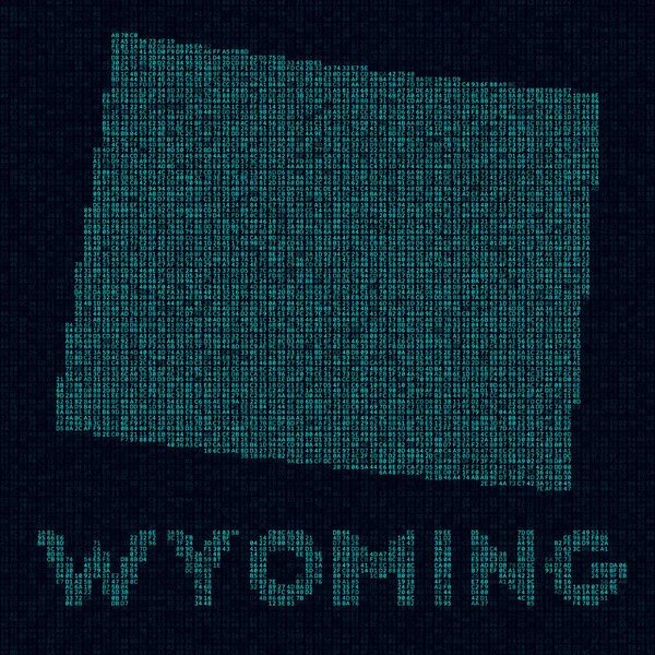 Mapa Tecnológico Wyoming Nosotros Símbolo Del Estado Estilo Digital Mapa Ilustraciones de stock libres de derechos