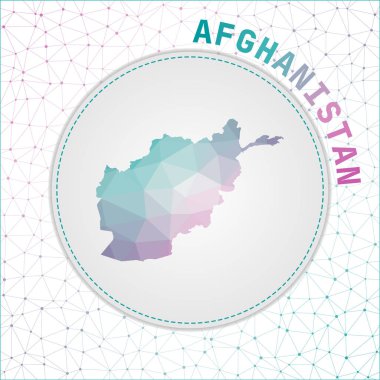 Çokgen Afganistan haritasını yönlendir. Ağ ağ geçmişine sahip ülkenin haritası. Afganistan 'da teknoloji, internet, ağ, telekomünikasyon konsepti.
