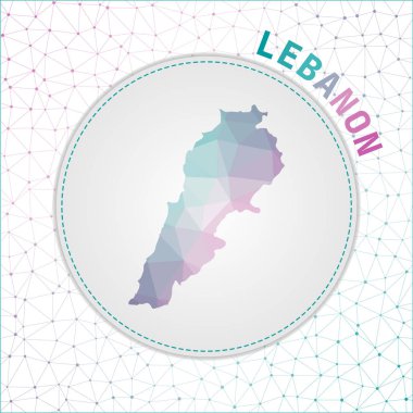 Çokgen Lübnan haritasını yönlendir. Ağ ağ geçmişine sahip ülkenin haritası. Lübnan illüstrasyon teknolojisi, internet, ağ, telekomünikasyon konsepti. Güzel vektör illüstrasyonu.