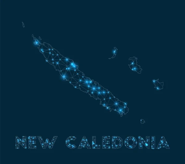 Karta Över Caledonias Nätverk Abstrakt Geometrisk Karta Över Landet Internetanslutningar — Stock vektor
