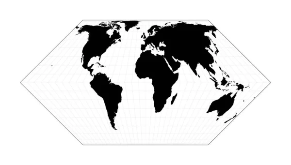 Mapa Del Mundo Ilustración Proyección Eckert Planifique Mapa Geográfico Mundial — Vector de stock