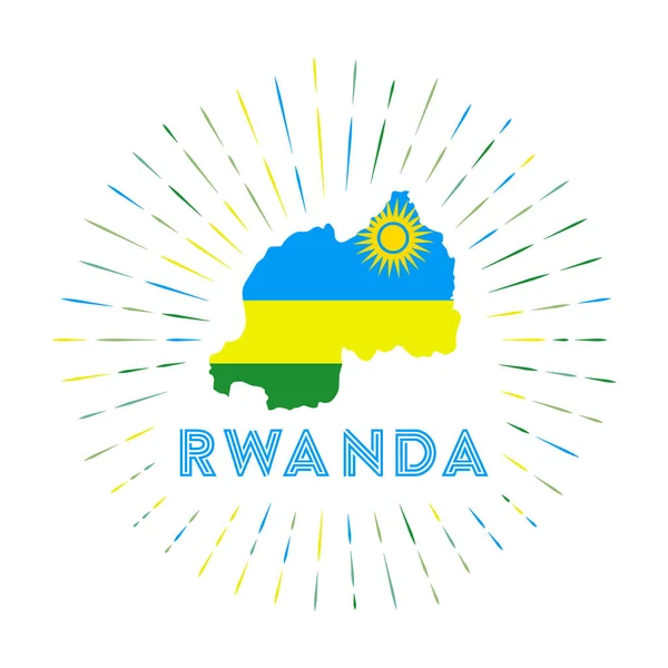 Значок Солнечную Вспышку Руанде Знак Страны Картой Руанды Флагом Руанды Лицензионные Стоковые Иллюстрации
