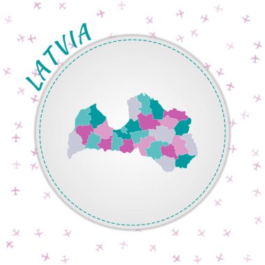 Zümrüt renk paleti bölgeleri olan Letonya haritası haritası