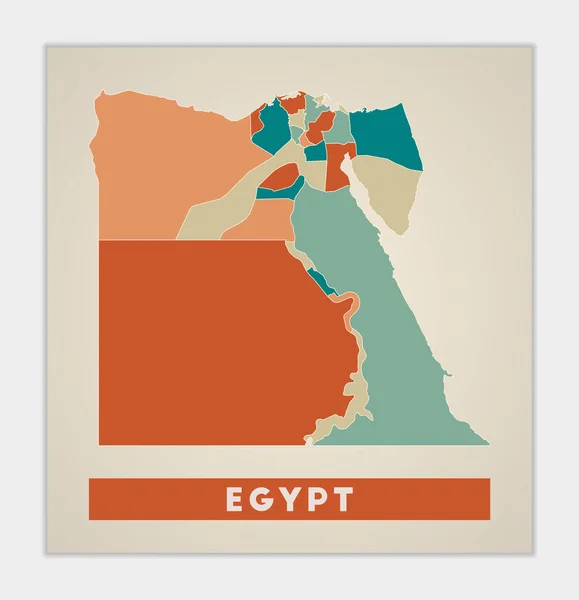 Poster Egitto Mappa Del Paese Con Regioni Colorate Forma Dell — Vettoriale Stock