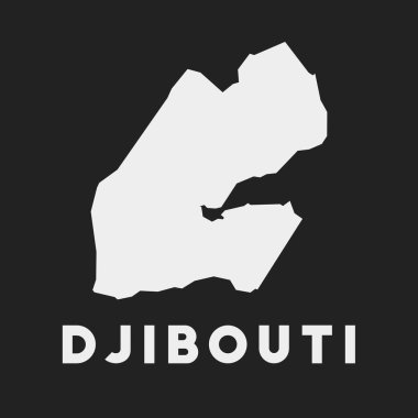 Cibuti simgesi. Karanlık arka plandaki ülke haritası. Şık bir Cibuti haritası ve ülke adı. Vektör illüstrasyonu.