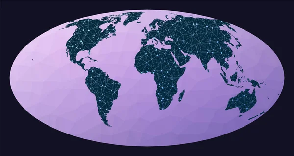 Internet Mapa Conexões Globais Projeção Mollweide Pseudocilíndrica Área Igual Mapa — Vetor de Stock