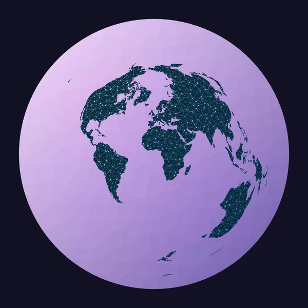Соединение Карте Мира Азимутальная Равноудаленная Проекция Карта Мировой Сети Проводной — стоковый вектор