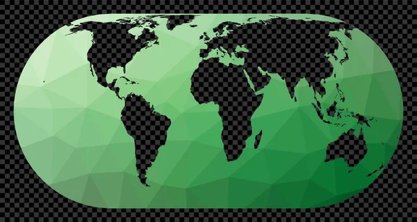 Polygonale Weltkarte Auf Transparentem Hintergrund Hufnagel Projektion Polygonale Weltkarte Auf — Stockvektor