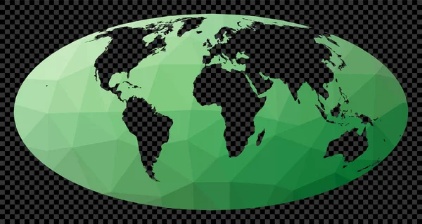 Polygonale Weltkarte Auf Transparentem Hintergrund Mollweide Polygonale Weltkarte Auf Transparentem — Stockvektor