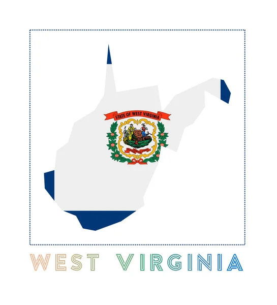 West Virginia Logo Mapa Virginia Occidental Con Nosotros Nombre Del Vector de stock
