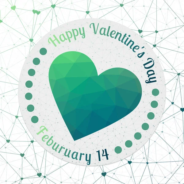 Логотип Дня Святого Валентина Геометрическое Сердце Изумрудной Сетке Сетевого Фона Лицензионные Стоковые Иллюстрации