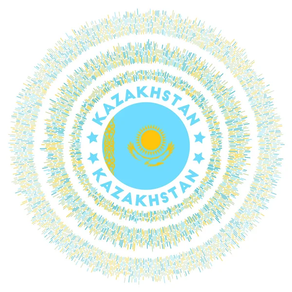 Kazakhstan Symbol Radiant Country Flag Colorful Rays Shiny Sunburst Kazakhstan — Stock Vector